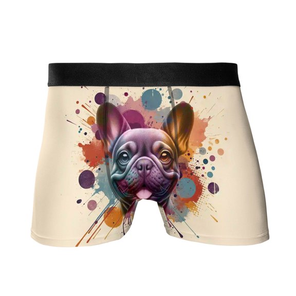 French Bulldog Portrait Watercolor Vintage Retro Styles All Over Print Boxer Briefs Underwear for Men Dad Dog Lover Gifts - 00001