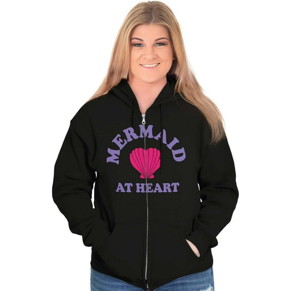 Mermaid Lovers Cute Seashell Heart Zip Hoodie Sweatshirt Women Brisco Brands M