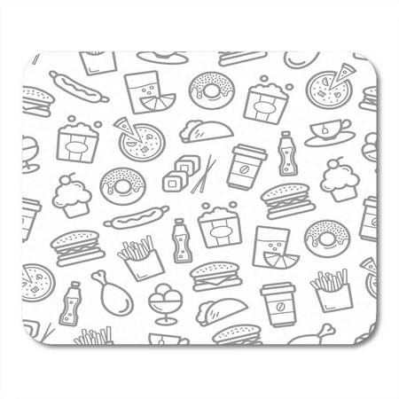 KDAGR Fast Food of Seafood Snacks and Desserts Burgers Sandwiches Sushi Sashimi Rolls Pizza Hot Dog Chicken Mousepad Mouse Pad Mouse Mat 9x10