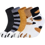 kartokner 10 Pairs Womens Fuzzy Socks Cozy Soft Fluffy Cute Cat Animal Winter Warm Slipper Socks Christmas Stocking Stuffers Gifts