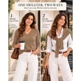 thumbnail image 5 of QUALFORT Women's 100% Cotton V-Neck Pullover Sweater, Long Sleeve Lightweight Sweater for Women, Soft Classic Solid Color Knit Sweater Top, Khaki XXL, 5 of 7