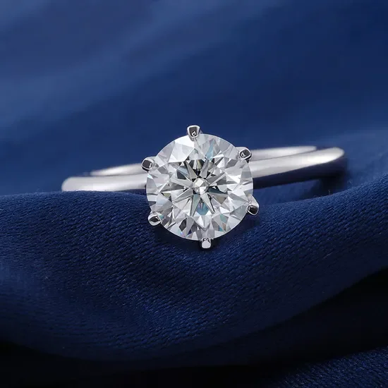 Kalapi Jewel Women's Round Cut 6 Prong Solitaire Ring – 14K White Gold Plated 1.3 Ct Moissanite Engagement Ring – Timeless Gift for Anniversary, Proposal, or Everyday Elegance