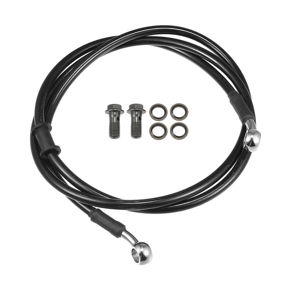 Unique Bargains Brake Hose Motorcycle ATV Braided Hydraulic Brake Line Oil Hose Pipeline 140cm Black Silver Tone 1 Set