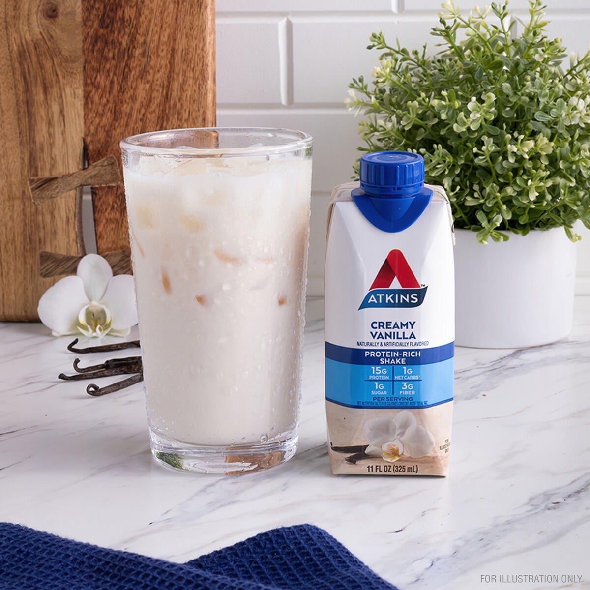Atkins Creamy Vanilla Protein Shake, High Protein, Low Carb, Low Sugar, Keto Friendly, 12 Count (Value Pack)