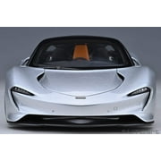 McLaren Speedtail Supernova Silver Metallic with Black Top and Suitcase Accessories 1/18 Model Car by Autoart