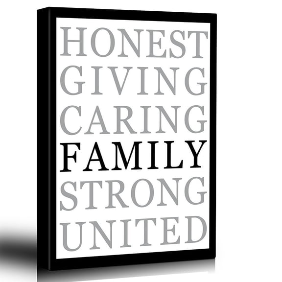 wall26 Family Values Artwork - Graphic Print - Striking Contrast Lettering - Modern Artwork - Canvas Art Home Decor - 12x18 inches