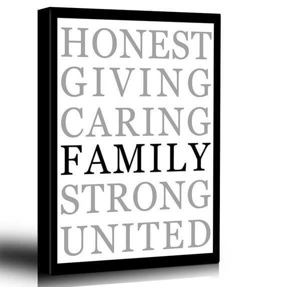 wall26 Family Values Artwork - Graphic Print - Striking Contrast Lettering - Modern Artwork - Canvas Art Home Decor - 32x48 inches