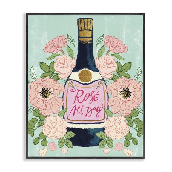 Stupell Industries Eclectic Rose All Day Pink Florals Black Framed Giclee Art, 11 x 14, by Joy Ting