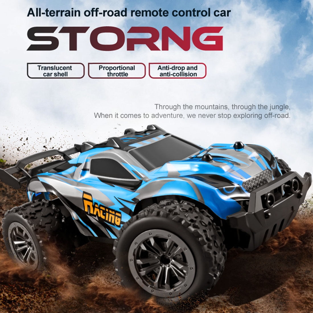 1/20 Scale RC Off-Road Drift Car, 2.4GHz All-Terrain RWD RC Truck with LED Light, 20+ KM/H Mini Racing Truck Car Model Gift for Adult (RTR Version)
