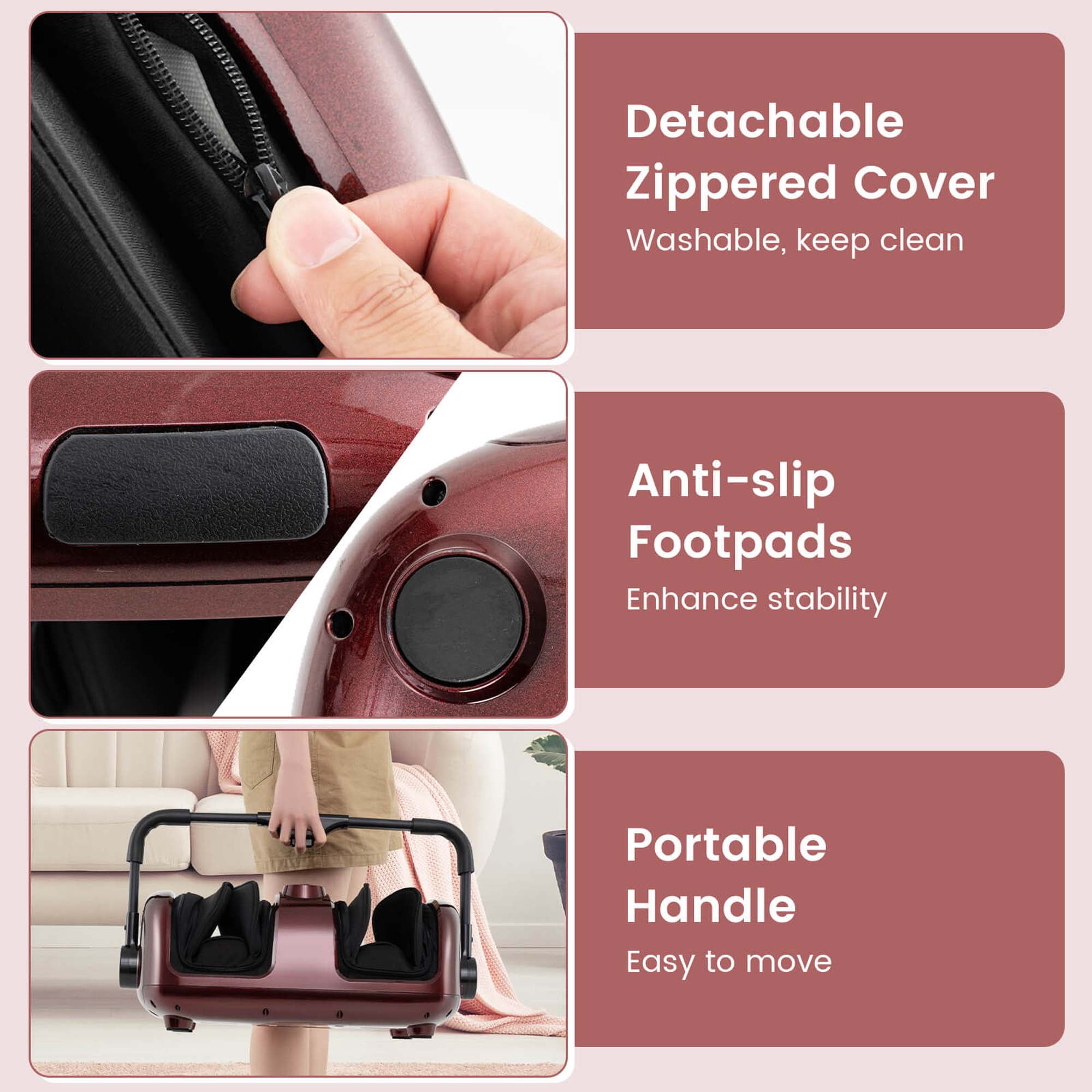 Costway Foot & Calf Massager Vibration Compression Electric Leg Massager Machine with Heat Red
