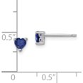 thumbnail image 2 of Sterling Silver 4mm Heart Created Sapphire Post Earrings (4.5 X 4.5) Made In China qbe27sep, 2 of 5