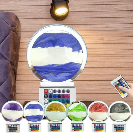 

Shebeky Quicksand Art Painting Night Light 16 Colors Remote Control 3D Dynamic in Motion Sand Art Glass Moving Sandscape Home Decoration Birthday Gift