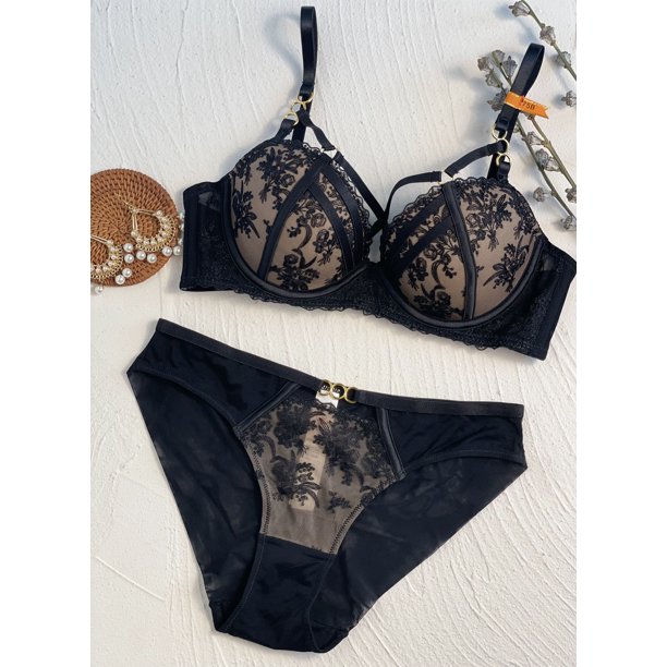 Ropa interior push-up de pecho pequeño para mujer, conjunto de sujetador sexy de encaje anticaída con colector de pecho, sujetador superior grande que revela el pecho