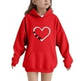 thumbnail image 2 of DxhmoneyHX Hoodies for Girls Fall Winter Warm Pullover&nbsp;Sweatshirts Long Sleeve Blouse Fashion Hearts ​Printed Going Out Tops with&nbsp;Pocket Size 11 Years, 2 of 6