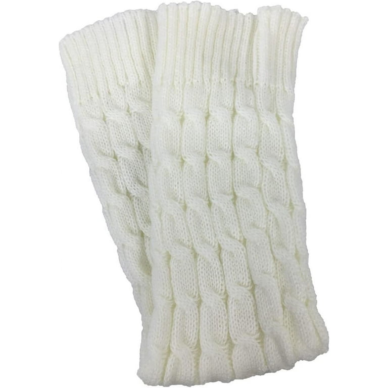 Fashion Culture Cable Knit Ribbed Leg Warmers Boot Toppers, Cream