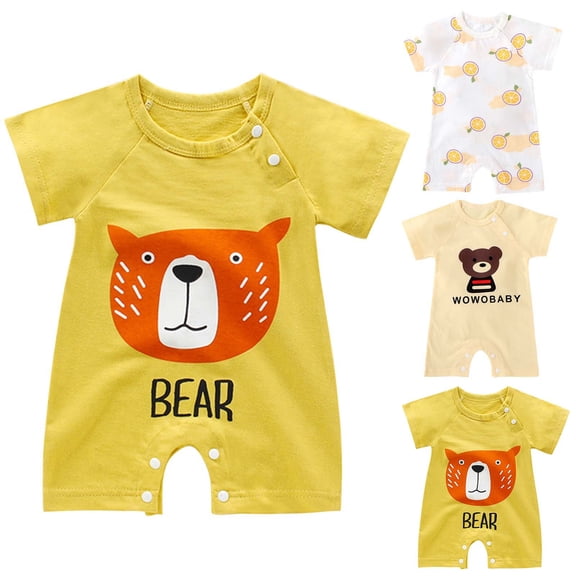 Antinious Short Sleeve Bodysuits for Kids,Boys And Girls Summer Bodysuit,Newborn Toddler Kids Girls Boys Bodysuit Summer Short Sleeve One-piece Romper Jumpsuit,Yellow,80