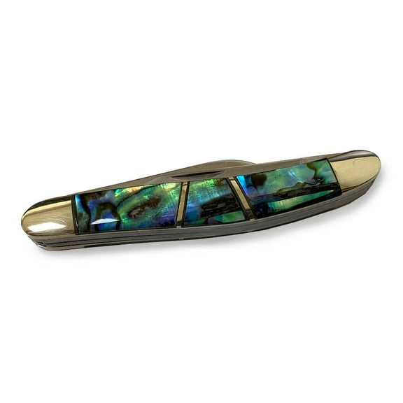 Lehman's Grandpa's Small Dress Knife Blue Green Abalone Stainless Steel Blade 2 1/8"
