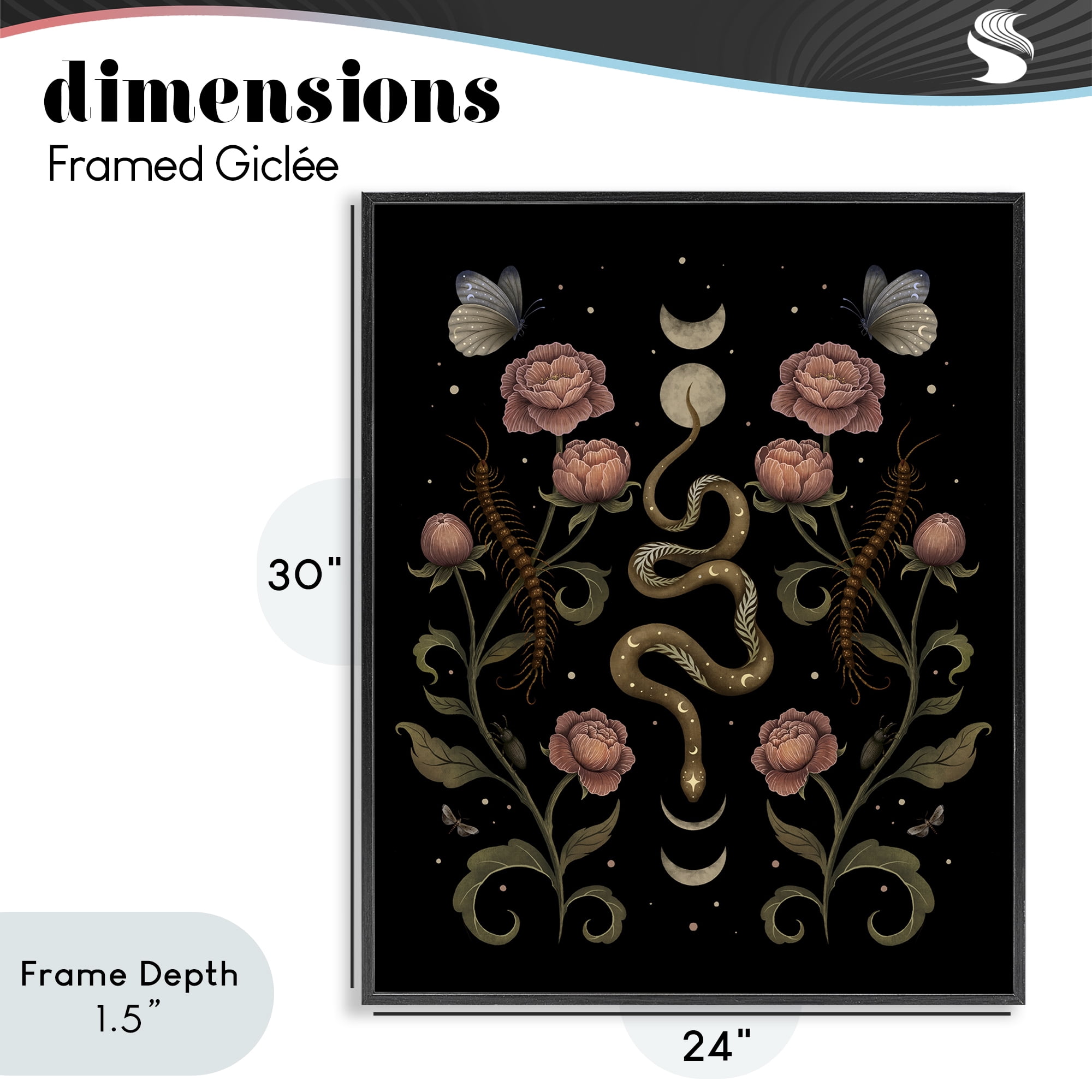 Stupell Industries Serpentine Garden Symmetry Black Framed Giclee Art, design by Episodic Drawings