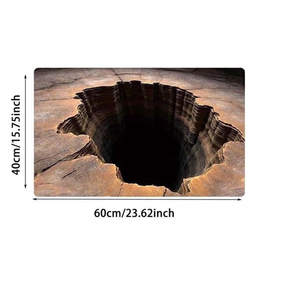 hulanddfd Optical Illusions Rug, 23.62x15.75in Absorsent Floor Mats with Bottomless Hole Cave Patterns for Home Entrance Living Room Indoor Outdoor Decor