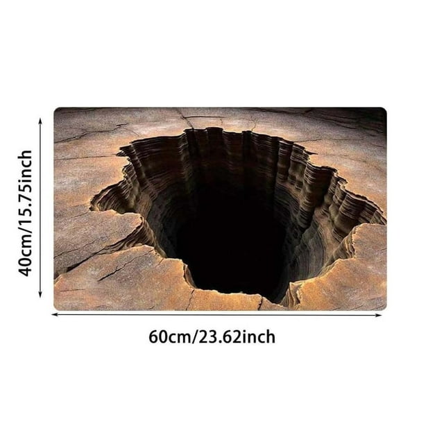 Aodebiao 3D Optical Illusion Rug, Brick Bottomless Hole Design Non- Area Rug for Living Room, Bedroom, Front Door Mat, Playroom & Gameroom Floor Carpet Decor