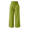 thumbnail image 2 of Cotton Linen Palazzo Pants for Women Smocked High Waisted Wide Leg Loose Fit Flowy Lounge Pants with Pockets Beach Trousers, 2 of 7