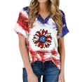 thumbnail image 1 of Camisas de Manga Corta para las Mujeres Día de la Independencia Blusas Estampado Cuello en V Top, Blusas para las Mujeres Casual, 1 of 5