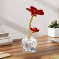 thumbnail image 3 of Lucky Clover Crystal Decoration Glass Good Luck Charm Desk Ornament Home Office Decor Gift for Friends Family Coworkers(Red), 3 of 6