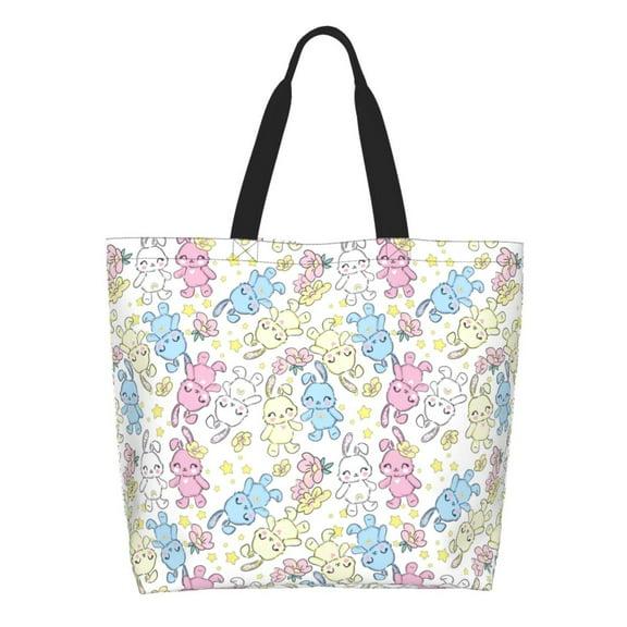 Naloa Cartoon Bunny Tote Bag for Women Large Capacity Shoulder Bag for College Work Travel Shopping