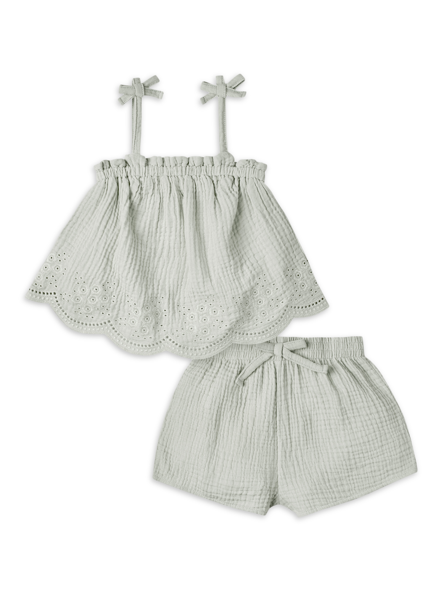 Modern Moments by Gerber Toddler Girl Eyelet Trim Gauze Top and Shorts Set, 2-Piece, Sizes 12M-5T - image 5 of 13