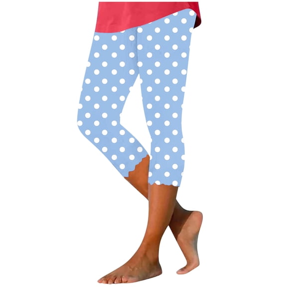 Cutuoiiu Summer Pants Women's Beach Wave Print Comfy High Waist Cropped Yoga Pants Gifts