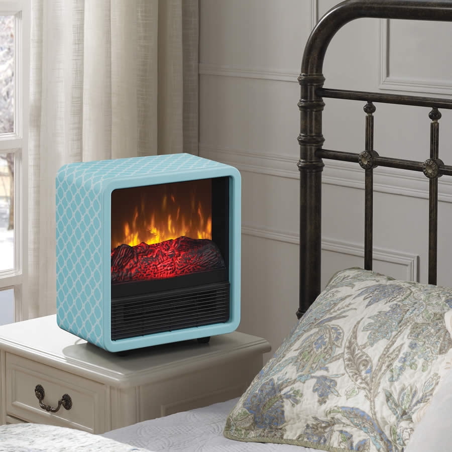 Duraflame Personal Fire Cube Electric Heater Fireplace, Turquoise
