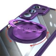 thumbnail image 4 of Designed for Samsung Galaxy S23 Crystal Clear Back Case, Luxury Case with Lens Protector Drop Protective Magnetic Rotating Ring Kickstand Shockproof Thin Fit Phone Case Cover, Darkpurple, 4 of 7