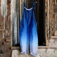 thumbnail image 2 of QATAINLAV Jumpsuit for Women 2024 Trendy Gradient Print Overalls Casual Loose Wide Leg One Piece Pants Sleeveless Strap Linen Rompers with Pockets Best Sales Today Blue XXL, 2 of 5