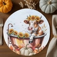 thumbnail image 2 of Fall Round Placemats Set of 4 Funny Cow Shower Place Mats Thanksgiving Woven Placemat Pumpkin Sunflower Circle Braided Table Mat for Kitchen Dining Table Autumn Party Home Decor 15 Inch, 2 of 9