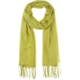 thumbnail image 1 of Bufanda de invierno cálida de imitación de cachemira INSPIRE CHIC, chal de franjas de color sólido para mujeres y hombres 78.7"x27.6" amarillo verde, 1 of 6