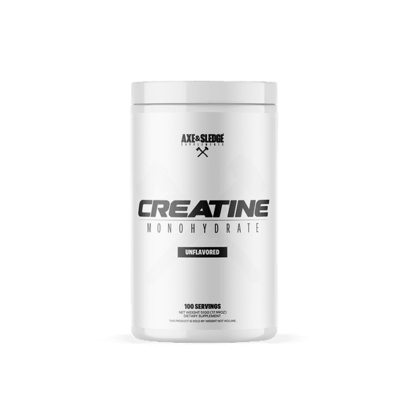 Axe & Sledge Basics Creatine | Unflavored, Enhances Strength & Performance, Increases Lean Body Mass, 50 Servings | Pure Creatine Monohydrate, No Fillers or Artificial Substances | 100 Servings