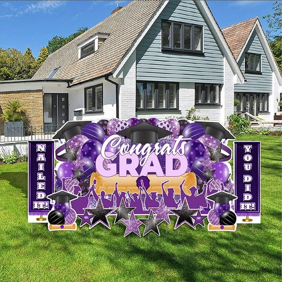 Victory Store Purple Congrats Grad 36" x 72" Graduation Party Sign 22773