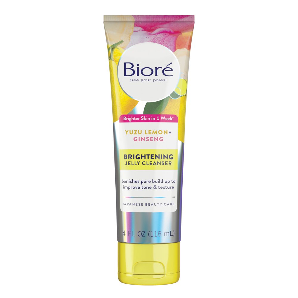 Bioré Yuzu Lemon + Ginseng Daily Brightening Jelly Cleanser, 4 fl oz