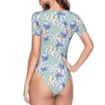 thumbnail image 3 of Uemuo Colorful Butterfly Pattern Women's One Piece Short Sleeve Swimsuit Rash Guard Surfing Modest Quick-drying Swimsuit Beach Essentials-Medium, 3 of 9
