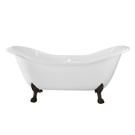 Serenity 72 Inch Acrylic Double Slipper Clawfoot Tub - Rim Drillings - Lion Paw Feet