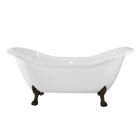 Serenity 72 Inch Acrylic Double Slipper Clawfoot Tub - Rim Drillings - Lion Paw Feet