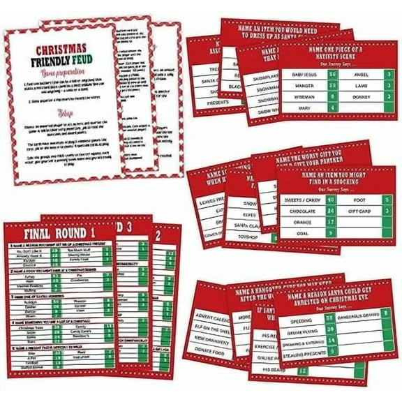 Christmas Friendly Feud Game,Christmas Party Games,Feud Game for Adults,Fall Ice Breaker Games,Classroom Activities Decoration,Christmas Party Supplies,Trivia Cards,S6$$Home Decor, Kitchen, & Other