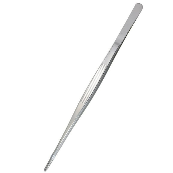 Wideskall 12" inch Long Stainless Steel Blunt Tweezer Kitchen Cooking Tong with Serrated Tips