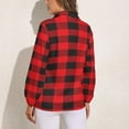 thumbnail image 2 of Buffalo Plaid Red Black Long Sleeve Blouse Woman Streetwear Casual Shirts Summer Oversize Woman Streetwear Clothing Birthday Present, 2 of 7