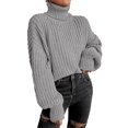 thumbnail image 2 of Women's Mock Neck Long Sleeve Ribbed Knit Basic Pullover Sweater Solid Color Knitted Crop Top, 2 of 3
