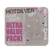 Spring Revision 22-gauge Surgical with Crystal Steel Straight Nose Stud, 9pk