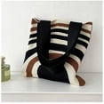 thumbnail image 2 of Xfvqtps Tote Bag for Womens Knitting Color Blocked Stripes Colorful Fashion Versatile Leisure Casual Handbag Shoulder Bag Black, 2 of 5