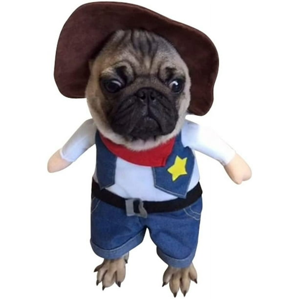 Disfraz de vaquero para perro con sombrero Ropa para perros Disfraces para gatos y perros pequeños MFZFUKR CZCW-ZC443-2