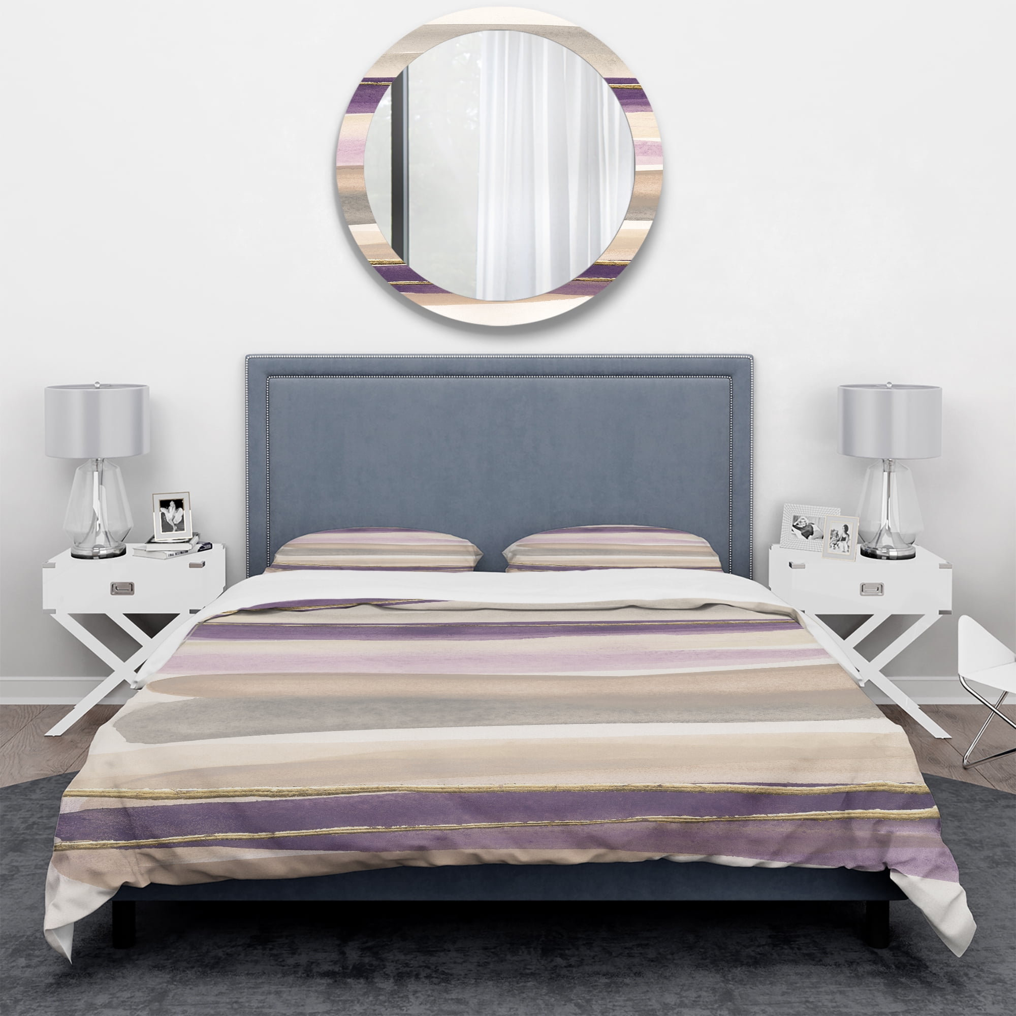 Designart 'Shape of Glam Purple' Geometric Duvet Cover Set