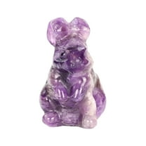 Mecorevxz 1.5'' Hand Carved Gemstone Crystal opalite Rabbit Bunny Animal Figurine Animal Carving Suitable for Easter Decorations(Purple)